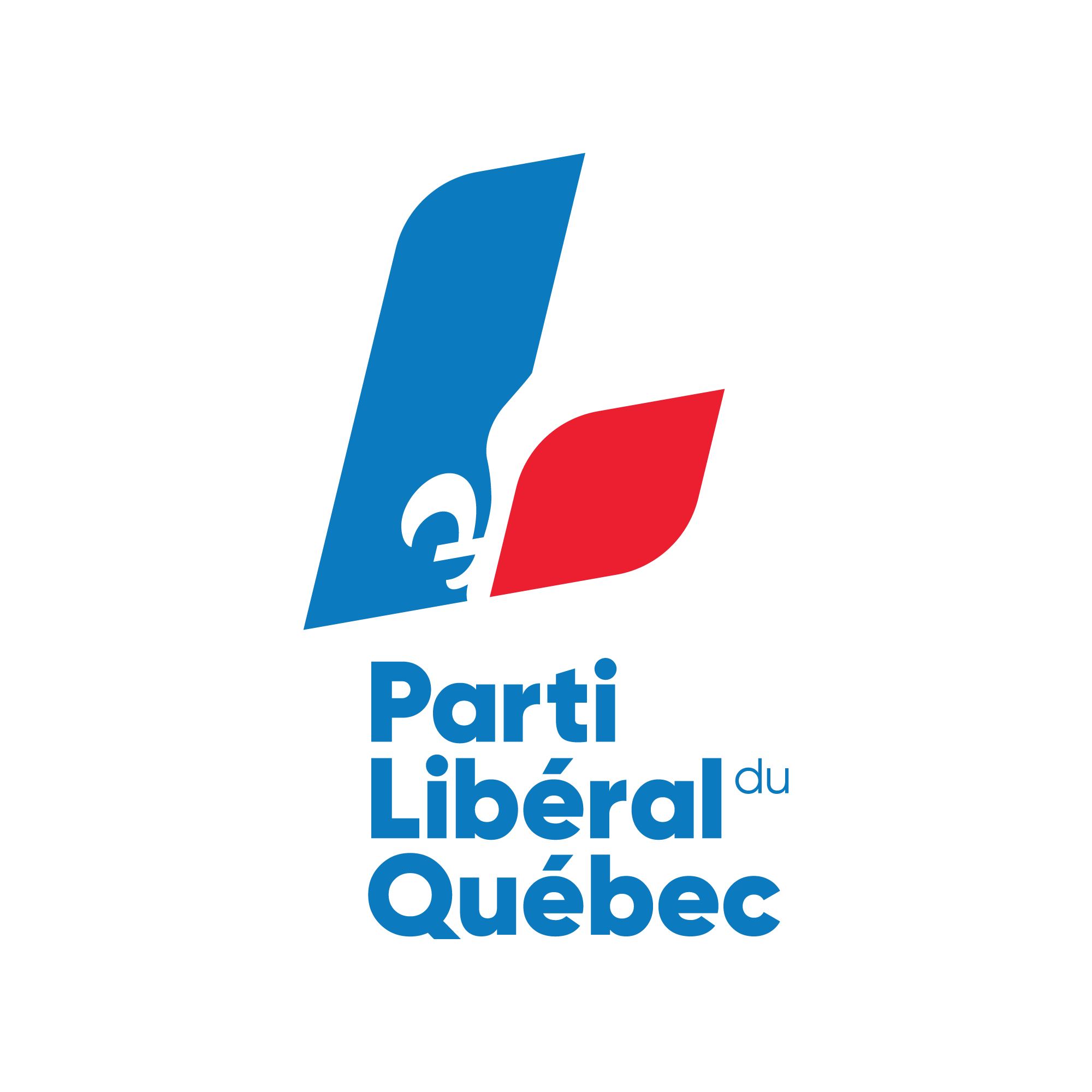 Logo couleur du Parti libéral du Québec, version verticale